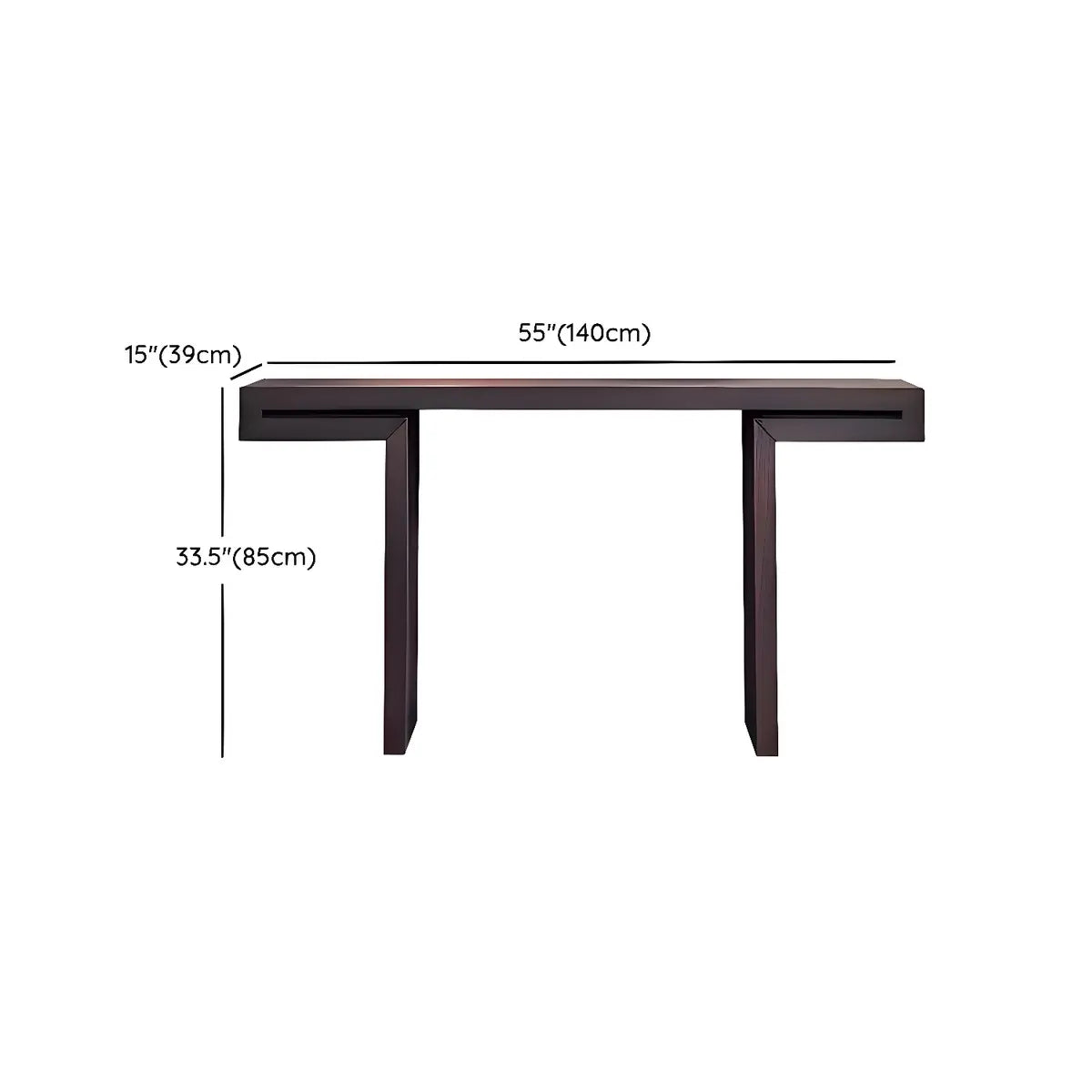 Rectangular Dark Wood Espresso Console Table with Sled Legs Image - 9