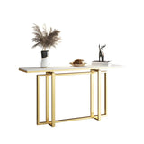 Rectangular Gold Marble Top Scratch Resistant Console Table Image - 4
