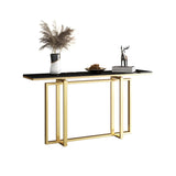 Rectangular Gold Marble Top Scratch Resistant Console Table Image - 5