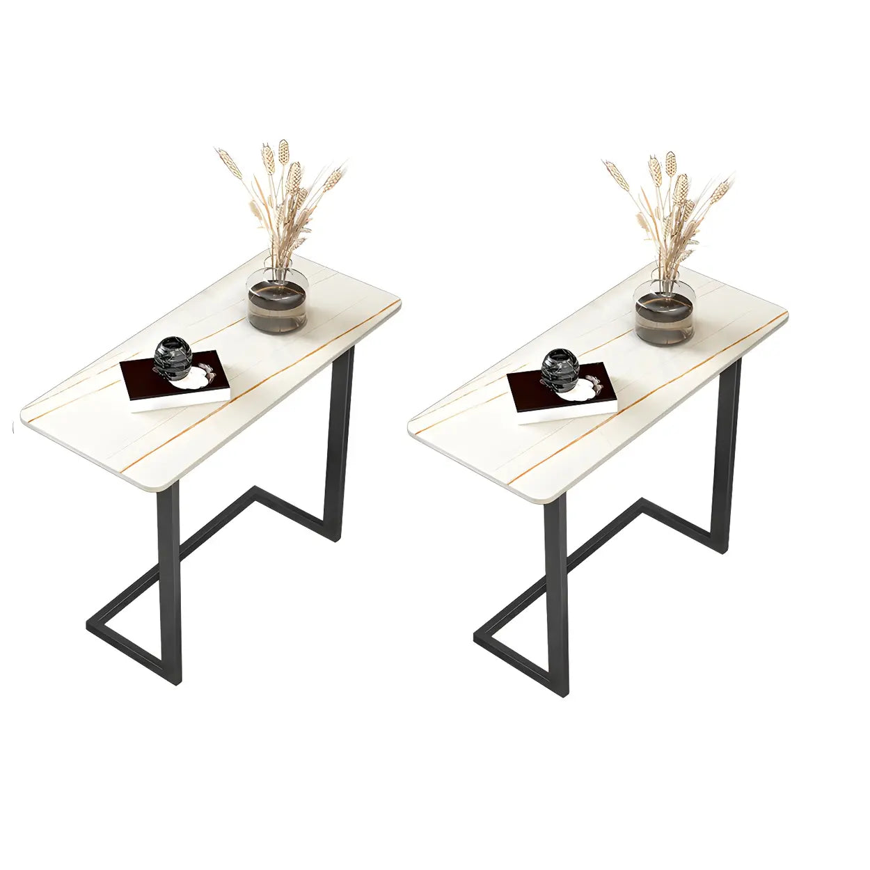 Rectangular Marble Gold Multi-Use C-Sahped Side Table Image - 11