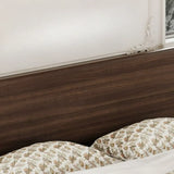 Rectangular Headboard Wood Brown Queen Platform Panel Bed Image - 11