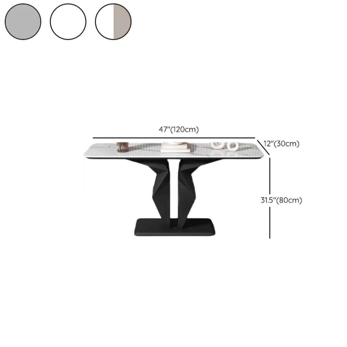 Rectangular Marble Black Abstract Display Console Table 