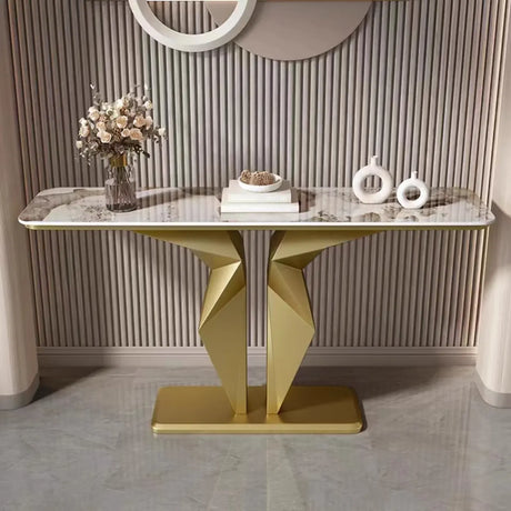 Rectangular Marble Black Abstract Display Console Table Image - 2