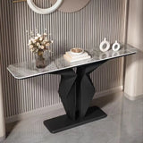 Rectangular Marble Black Abstract Display Console Table Image - 7