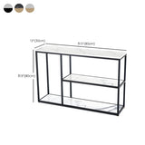 Rectangular Marble Gold Slim Console Table with Shelves #size