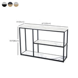 Rectangular Marble Gold Slim Console Table with Shelves Image - 13