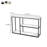 Rectangular Marble Gold Slim Console Table with Shelves Image - 15