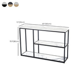 Rectangular Marble Gold Slim Console Table with Shelves Image - 15