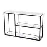 Rectangular Marble Gold Slim Console Table with Shelves Image - 5