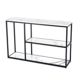Rectangular Marble Gold Slim Console Table with Shelves Image - 5