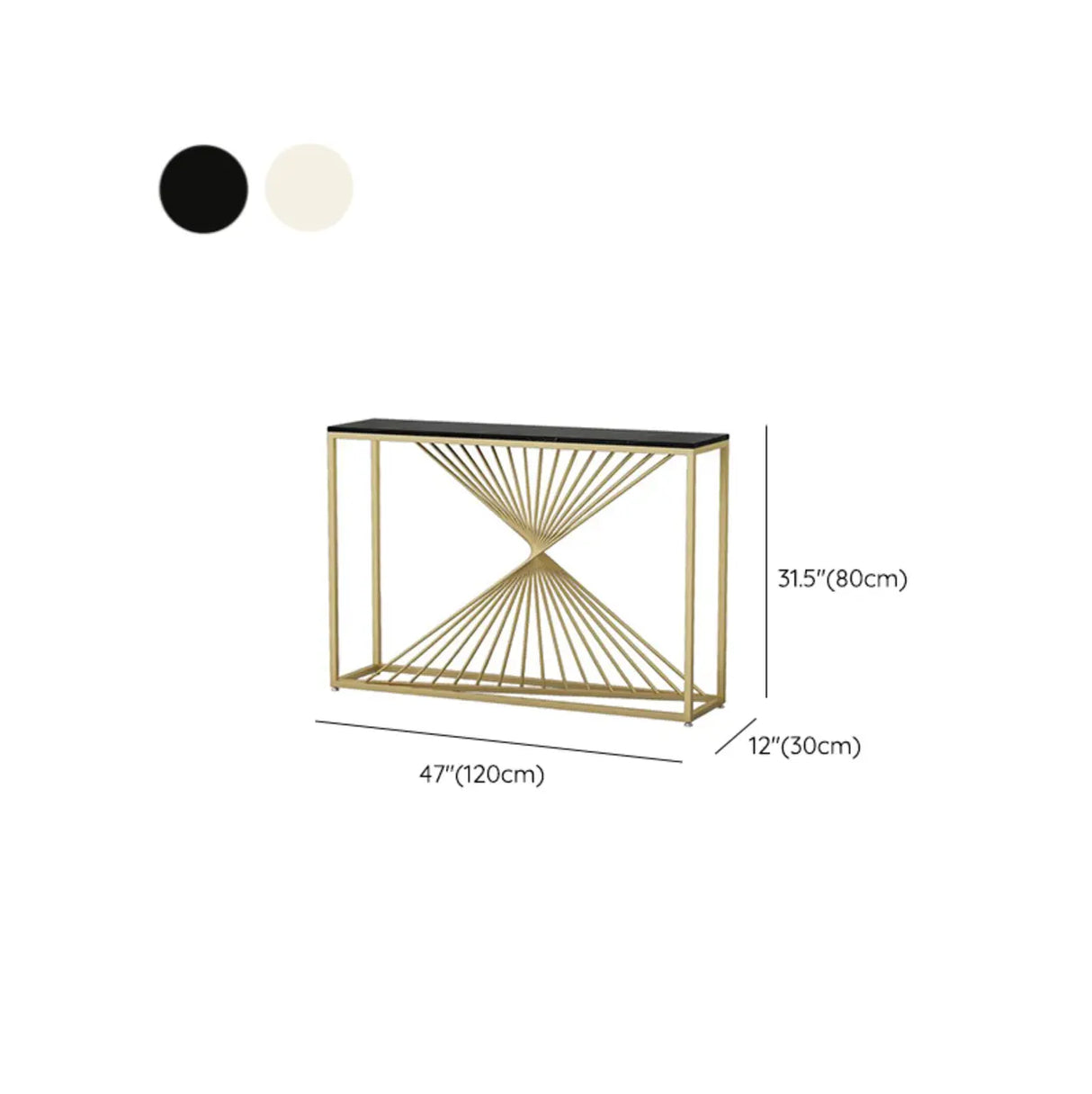 Rectangular Marble Top Gold Frame Entry Console Table Image - 16