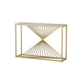 Rectangular Marble Top Gold Frame Entry Console Table Image - 3