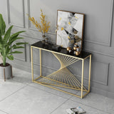 Rectangular Marble Top Gold Frame Entry Console Table Image - 4