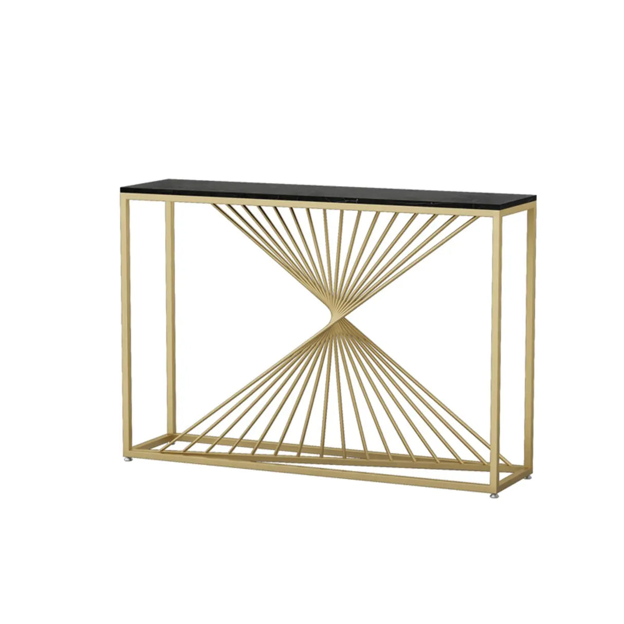 Rectangular Marble Top Gold Frame Entry Console Table Image - 5