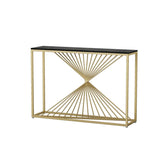 Rectangular Marble Top Gold Frame Entry Console Table Image - 5