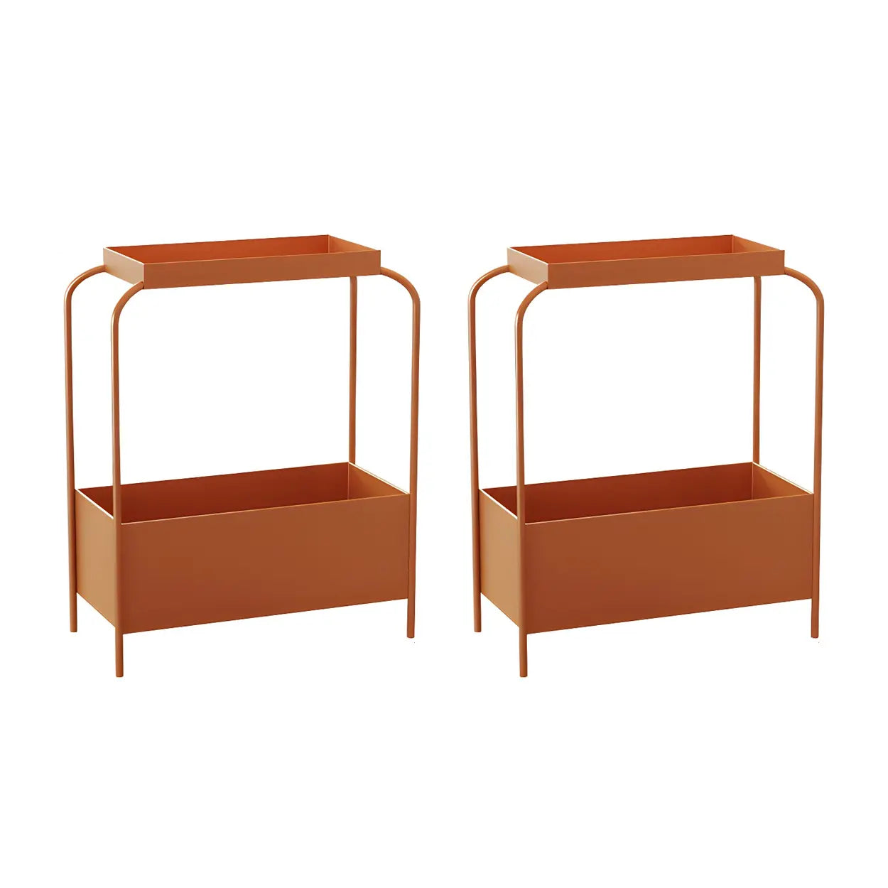 Rectangular Metal Base Black 2-Tier Storage Side Table Image - 6