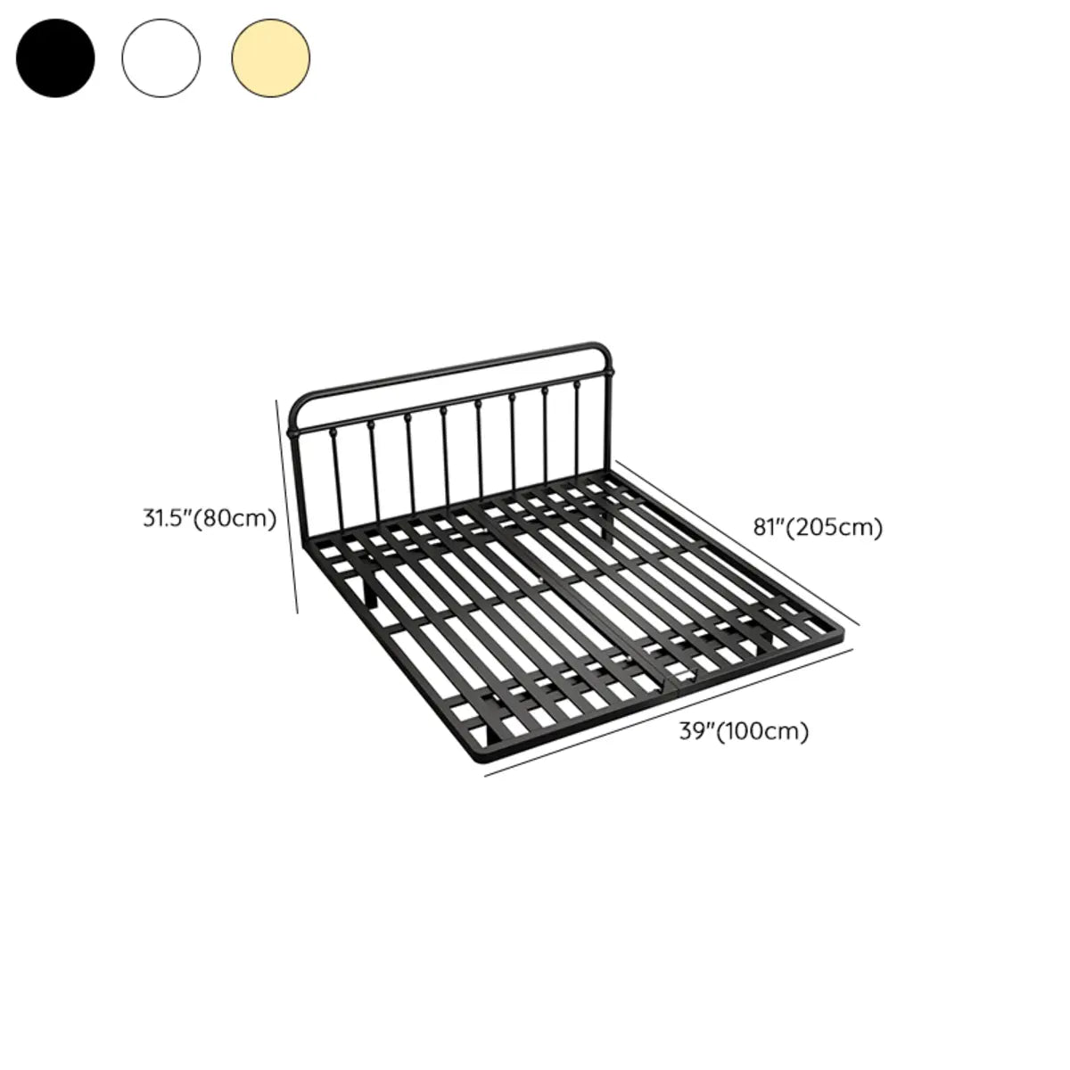 Rectangular Metal Black Queen Open-Frame Bed with Legs Image - 12