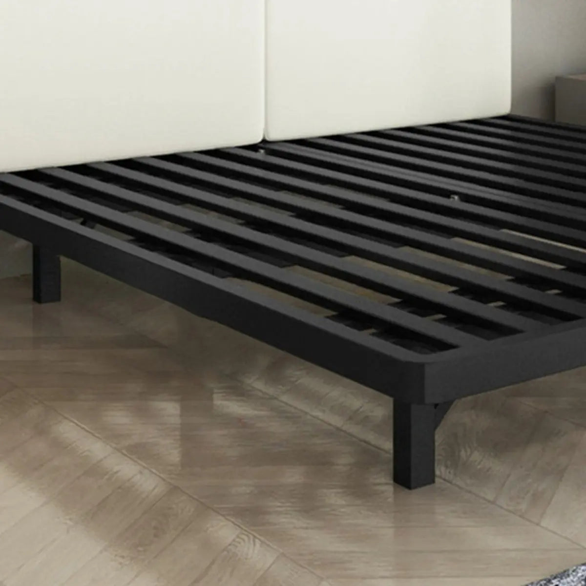 Rectangular Metal Black Queen Open-Frame Bed with Legs Image - 8