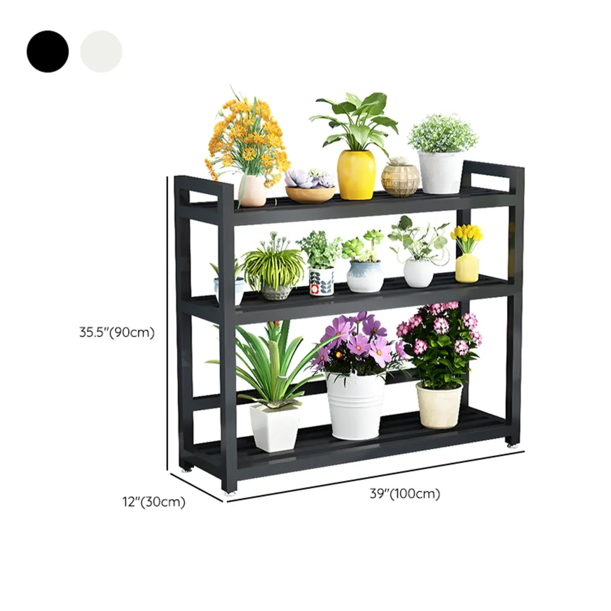 Rectangular Metal Indoor Waterproof Plant Stand Black Image - 23