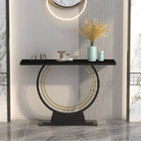 Rectangular Metal Stone White Entryway Console Table Image - 6