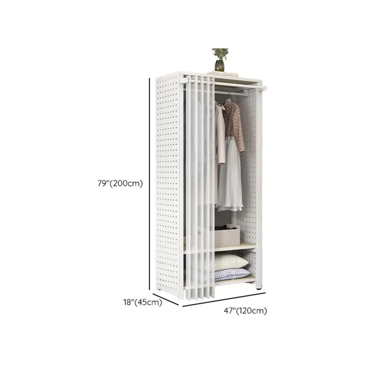 Rectangular Metal White Storage Stand Shelves Coat Rack Image - 12