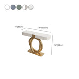 Rectangular Pedestal Stone Gold Base Storage Console Table Image - 12