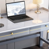 Rectangular Rubberwood Drawers H-Shape Computer Desk Image - 6
