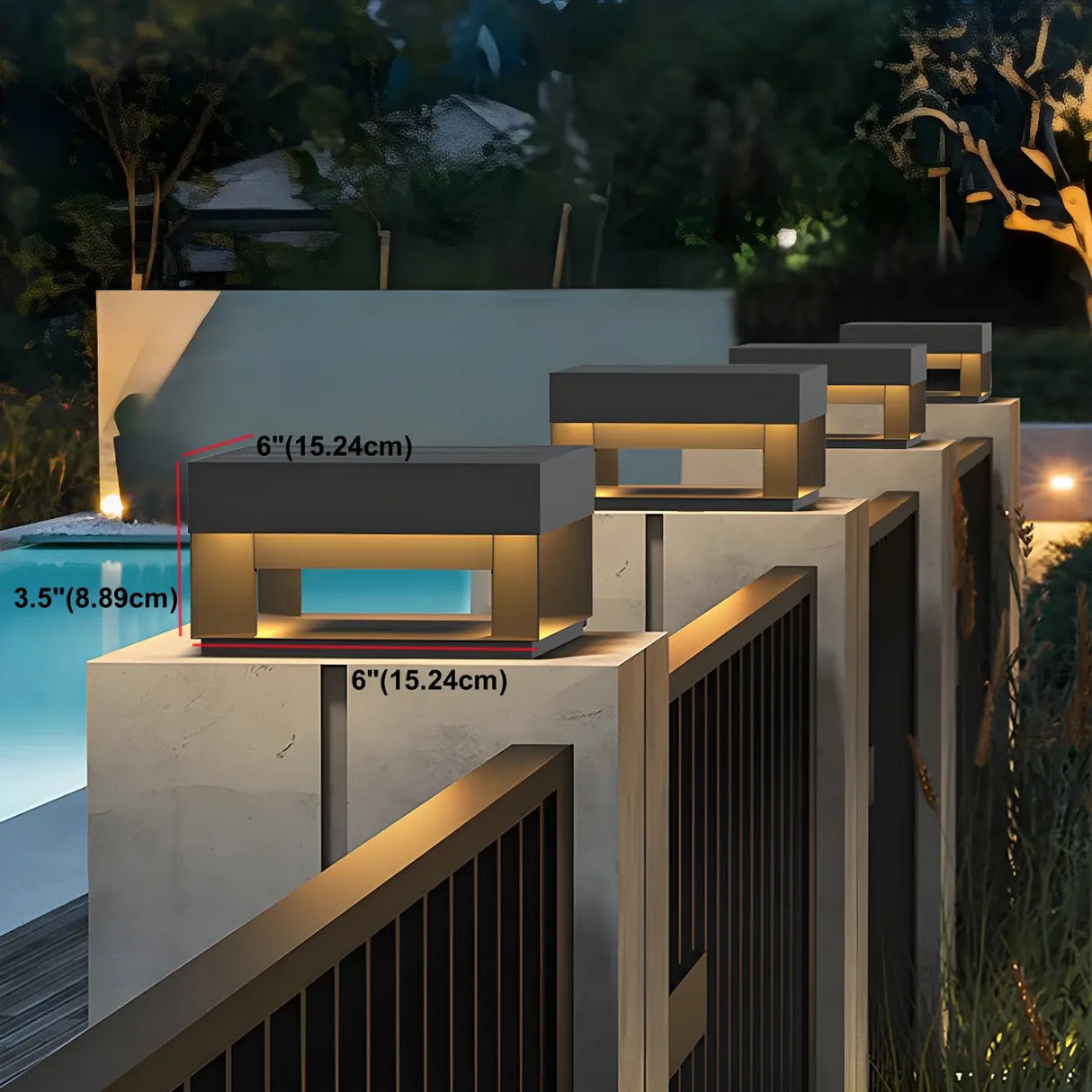 Rectangular Simple Outdoor Aluminum Black Post Light 