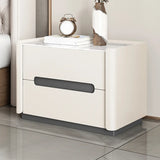 Rectangular Sintered Stone Beige 2-Drawer Nightstand Image - 2