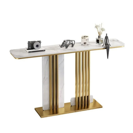 Rectangular Sintered Stone Black Entryway Console Table Image - 2