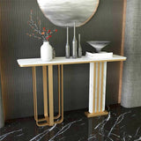 Rectangular Stone Gold Large Decorative Console Table Image - 4