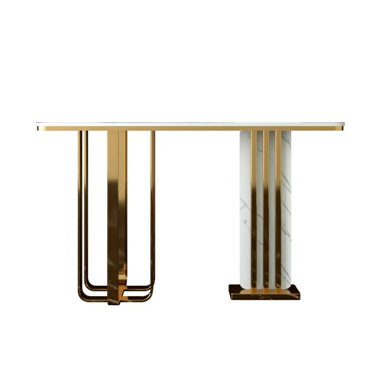 Rectangular Stone Gold Large Decorative Console Table Image - 5
