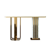 Rectangular Stone Gold Large Decorative Console Table Image - 5