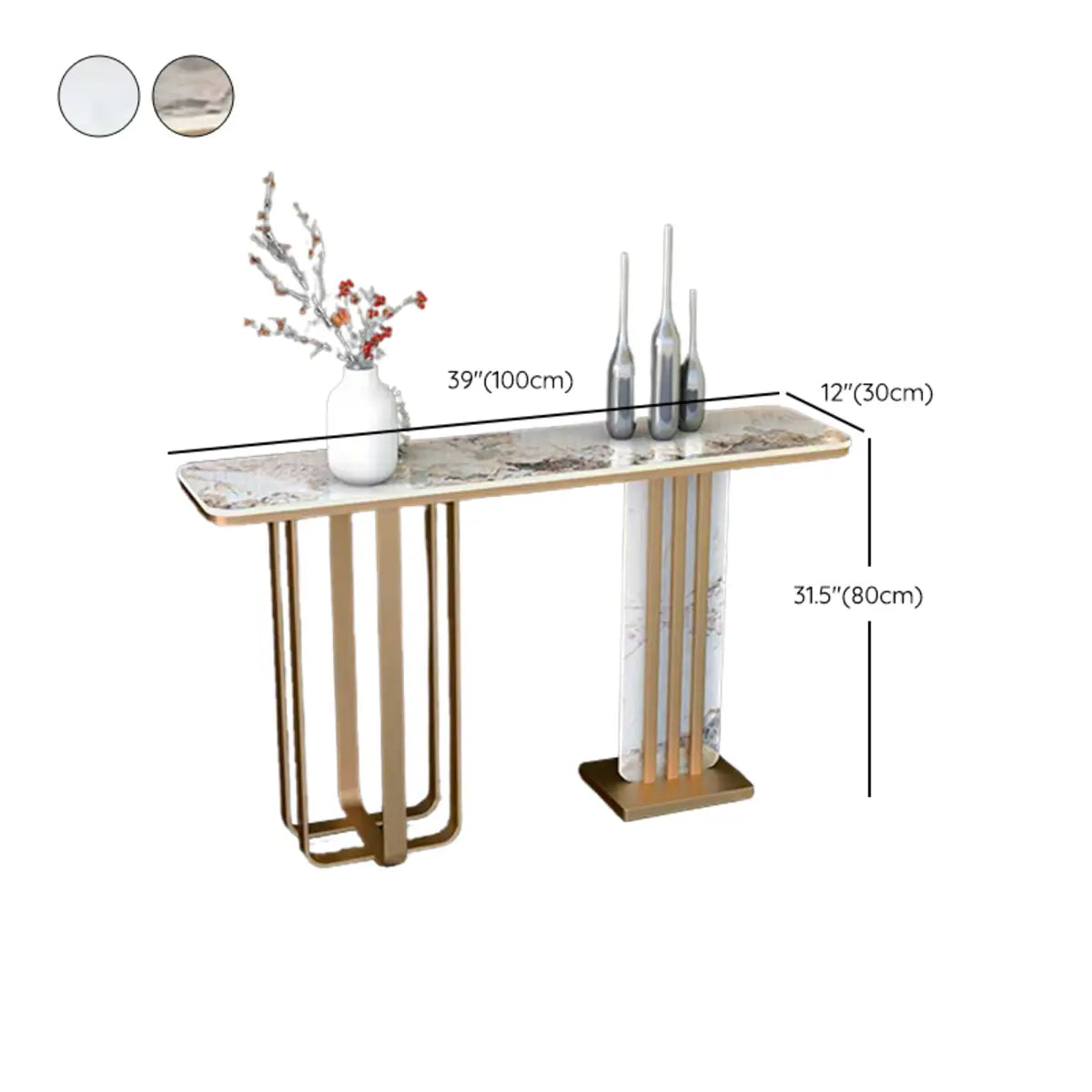 Rectangular Stone Gold Large Decorative Console Table Image - 10