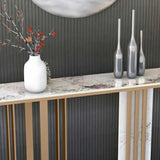 Rectangular Stone Gold Large Decorative Console Table Image - 8