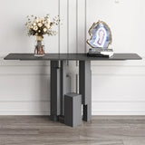 Rectangular Stone Ink Top Abstract Base Console Table Image - 1