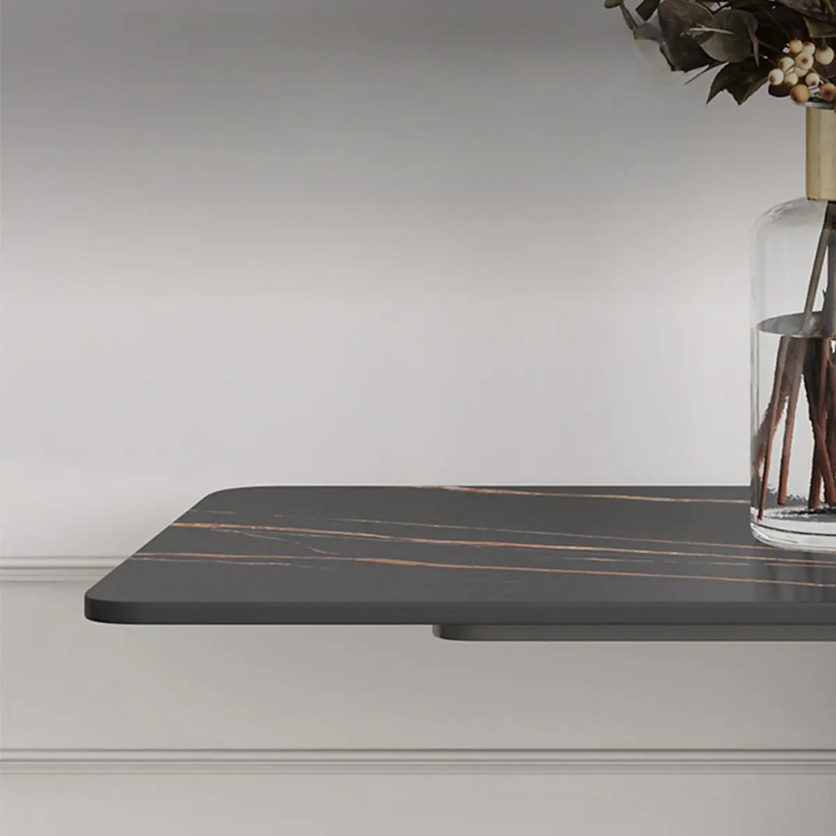 Rectangular Stone Ink Top Abstract Base Console Table Image - 5