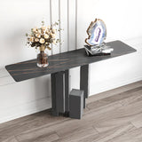 Rectangular Stone Ink Top Abstract Base Console Table Image - 7