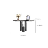 Rectangular Stone Ink Top Abstract Base Console Table Image - 9