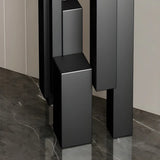 Rectangular Stone Top Black Tall Iron Base Console Table Image - 6