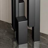 Rectangular Stone Top Black Tall Iron Base Console Table Image - 6