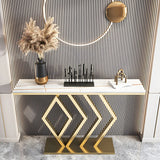 Rectangular Stone Top Gold Modern Large Console Table Image - 10