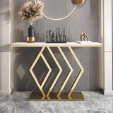 Rectangular Stone Top Gold Modern Large Console Table Image - 12