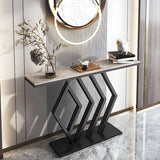 Rectangular Stone Top Gold Modern Large Console Table Image - 3