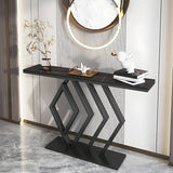 Rectangular Stone Top Gold Modern Large Console Table Image - 4