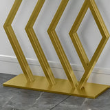 Rectangular Stone Top Gold Modern Large Console Table Image - 6