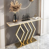 Rectangular Stone Top Gold Modern Large Console Table Image - 8
