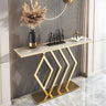 Rectangular Stone Top Gold Modern Large Console Table Image - 8