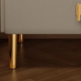 Rectangular Stone Top White Storage 2-Tier Nightstand Image - 9
