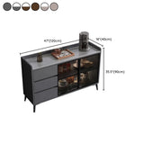 Rectangular Walnut Faux Marble Large Storage Sideboard #size